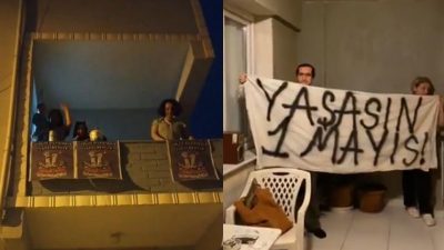 Yurttaşlar 1 Mayıs’ı pencere ve balkonlardan kutladı