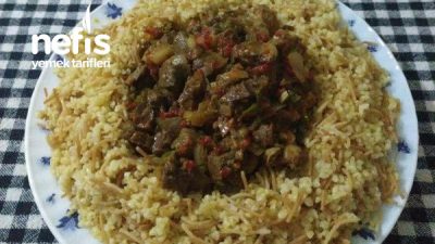 Bulgur Pilavı Yatağında Yürek Sote