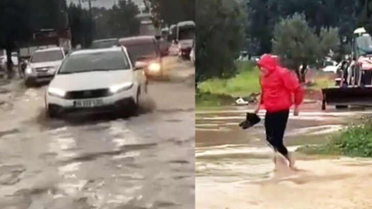 İzmir’de sağanak yağış: Caddeler göle döndü!