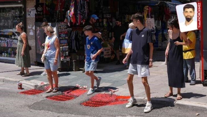 İzmir’de reaksiyon için mazgallar kırmızıya boyandı