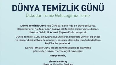 Üsküdar’da “Dünya Temizlik Günü” etkinlikleri düzenlenecek