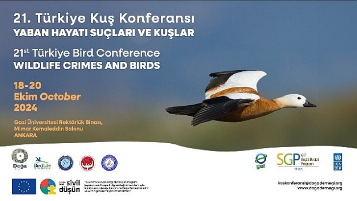 21. Türkiye Kuş Konferansı 18-20 Ekim 2024’te Yaban Hayatı Suçları ve Kuşlar temasıyla Ankara’da.