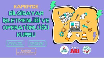 Bilgisayar işletmenliği ve operatörlüğü kursu açılacak.