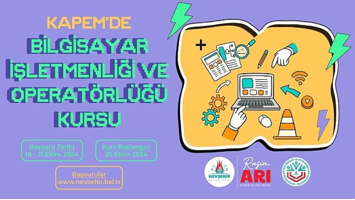 Bilgisayar işletmenliği ve operatörlüğü kursu açılacak.