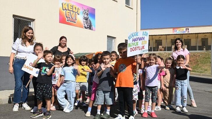 Çocuklar Yenişehir Belediyesinin hayvan bakımevini gezdi