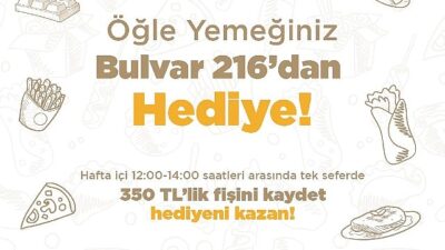 Bulvar 216’da Öğle Yemeği Harcamalarınız Hediye Kazandırıyor!