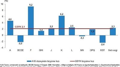 Tüik: Gayrisafi Yurt İçi Hasıla (GSYH) 2024 yılı üçüncü çeyreğinde %2,1 arttı