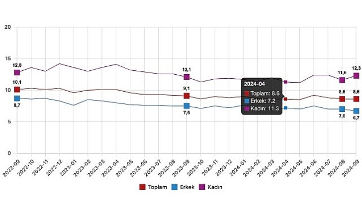 Tüik: Mevsim tesirinden arındırılmış işsizlik oranı %8,6 düzeyinde gerçekleşti
