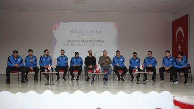 Nilüferli hentbolcular öğrencilerle buluştu