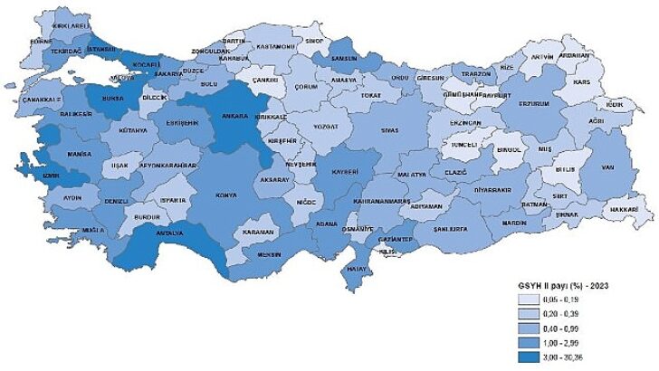 Tuik: Gayrisafi Yurt İçi Hasıladan 2023 yılında en yüksek hissesi %30,4 ile İstanbul aldı