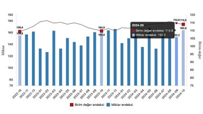 Tüik: İhracat ünite bedel endeksi %3,8 arttı