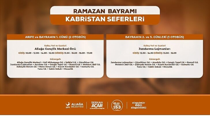 Aliağa Belediyesi’nden Ramazan Bayramında Kabristana Fiyatsız Ulaşım