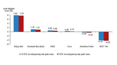 Aylık en yüksek gerçek getiri külçe altında oldu