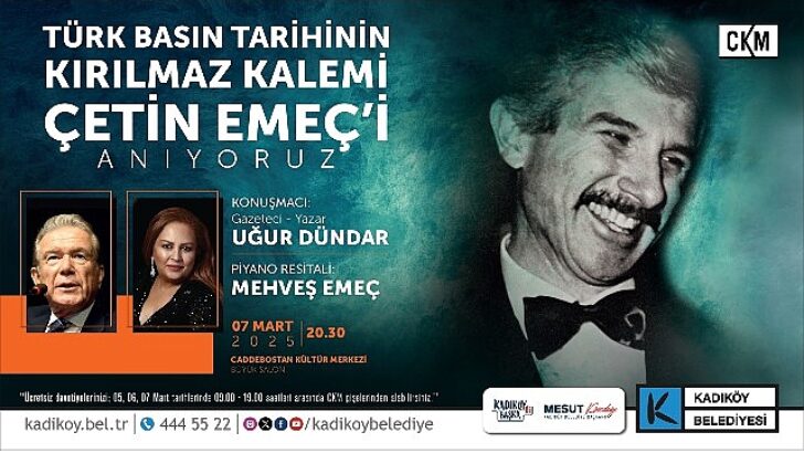 Çetin Emeç Kadıköy’de Anılacak