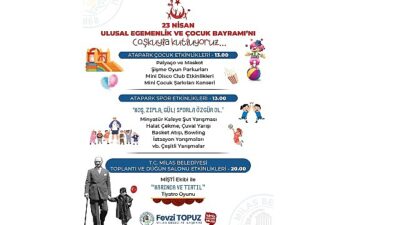 23 Nisan Ulusal Egemenlik ve Çocuk Bayramı Milas Belediyesi Tarafından Düzenlenecek Etkinliklerle Kutlanacak