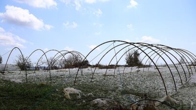 Büyükşehir takımları dolu yağışında mağdur olan çiftçinin yanında