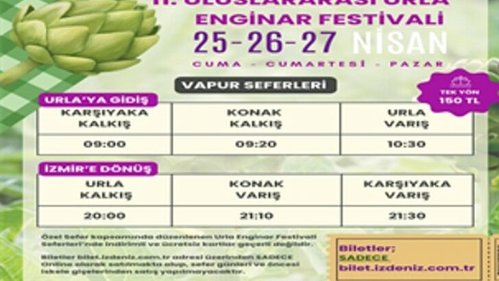 İZDENİZ’den Urla Enginar Şenliği’ne özel sefer