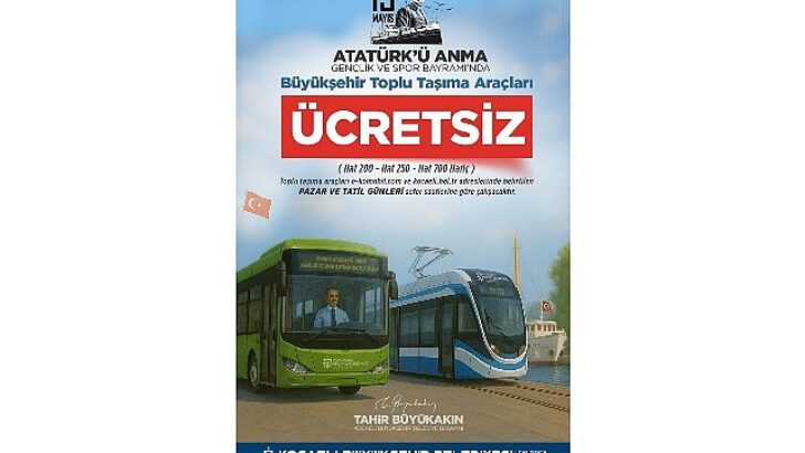 19 Mayıs’ta Kocaeli’nde ulaşım fiyatsız
