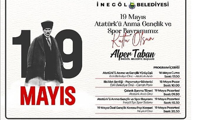 İnegöl Belediyesi’nden 19 Mayıs Programlarına Davet