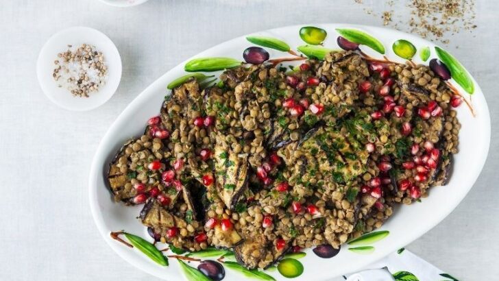 Patlıcanlı Yeşil Mercimek Salatası