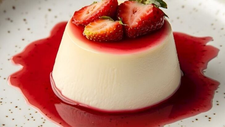 Çilek Soslu Panna Cotta