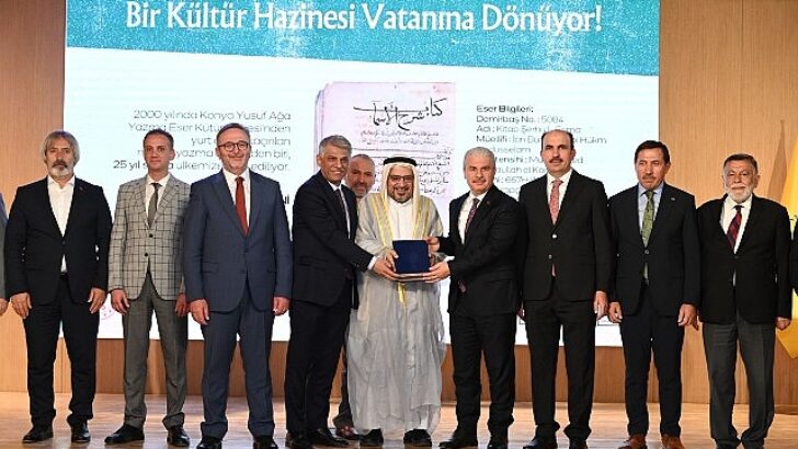 Yurt Dışına Kaçırılan Nadide Yazma Yapıtlardan “Kitab Şerhu’l-Esma” Tekrar Konya’ya Kazandırıldı