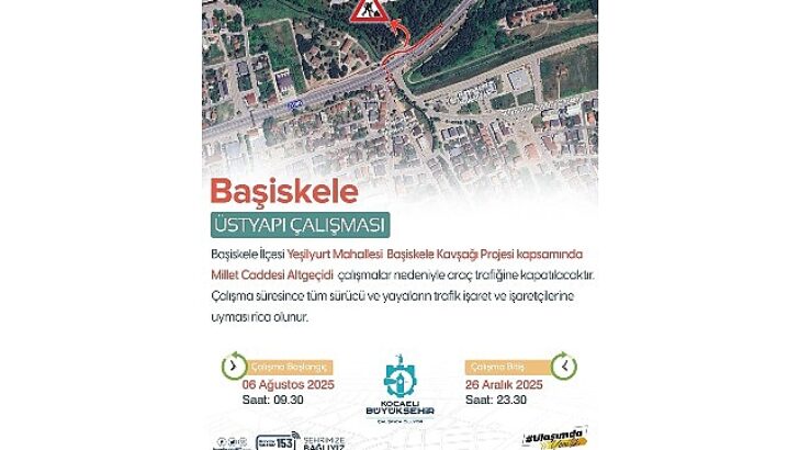 Başiskele Kasap Durağı Altgeçidi süreksiz olarak trafiğe kapatıldı