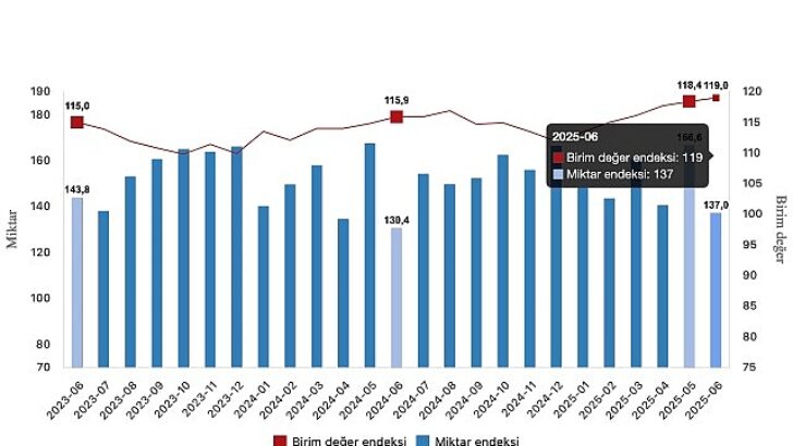İhracat ünite kıymet endeksi yüzde 2,7 arttı