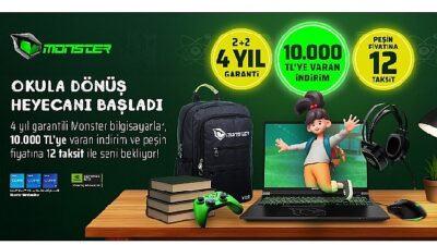 Monster’dan eşsiz okula dönüş kampanyası Okula dönüş kampanyası başladı: 4 yıllık garanti ve 10 bin TL’ye varan indirim