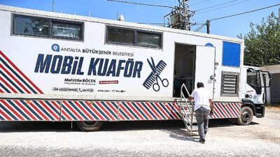 Taşınabilir kuaför tırı Antalya’nın yaylalarında
