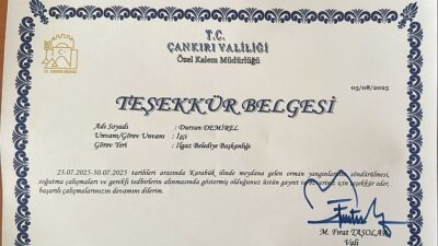 Yeşil Vatanın Bekçilerine Teşekkür Evrakları Takdim Edildi