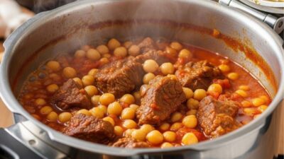 Düdüklüde Etli Nohut Tarifi