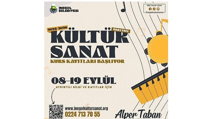 İnegöl Belediyesi’nin Kültür Sanat Kurslarında Kayıtlar Başladı