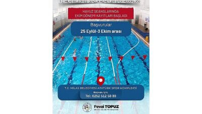 Kapalı Yüzme Havuzunda Kış Devrinin Ekim Ayı Kayıtları Başlıyor