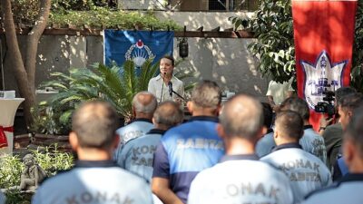 Konak’ta zabıta çalışanına manalı kutlama