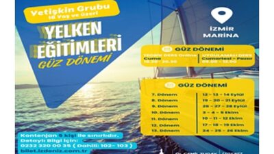 Yetişkin kümesi yelken eğitimleri İzmir Marina’da devam ediyor