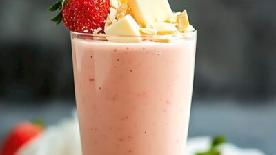 Beyaz Çikolatalı Ve Dondurmalı Çilekli Smoothie