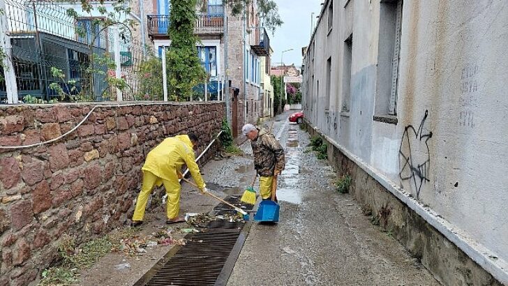 Kuzey Ege’de tesirli olan yağışa Ayvalık Belediyesi’nden anında müdahale