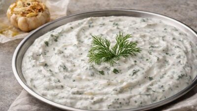 Fırınlanmış Sarımsaklı Yoğurt Sos Tarifi