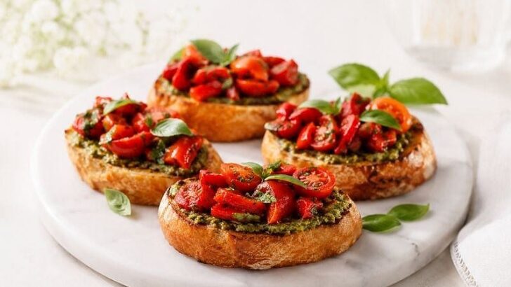 Köz Biberli Pesto Soslu Bruschetta Tarifi