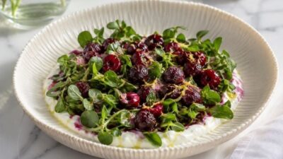 Vişneli Yoğurtlu Semizotu Salatası Tarifi