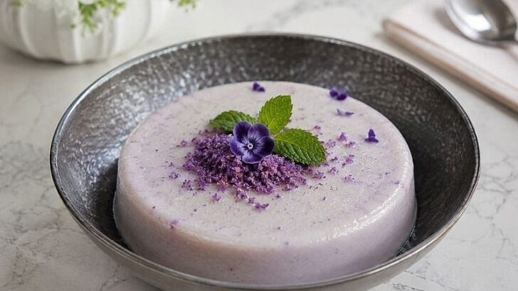 Çiçek Aromalı Menekşeli İrmikli Sütlü Tatlı Tarifi