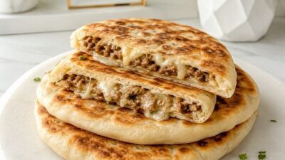 Çıtır Kıymalı Kaşarlı Bazlama Tarifi