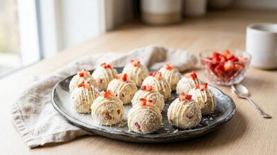 Pişmeyen Çilekli Cheesecake Topları Tarifi