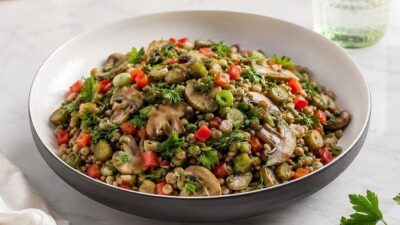 Yeşil Mercimekli Mantar Salatası Tarifi