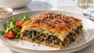 8 Bezeyle Kat Kat Ispanaklı Börek Tarifi